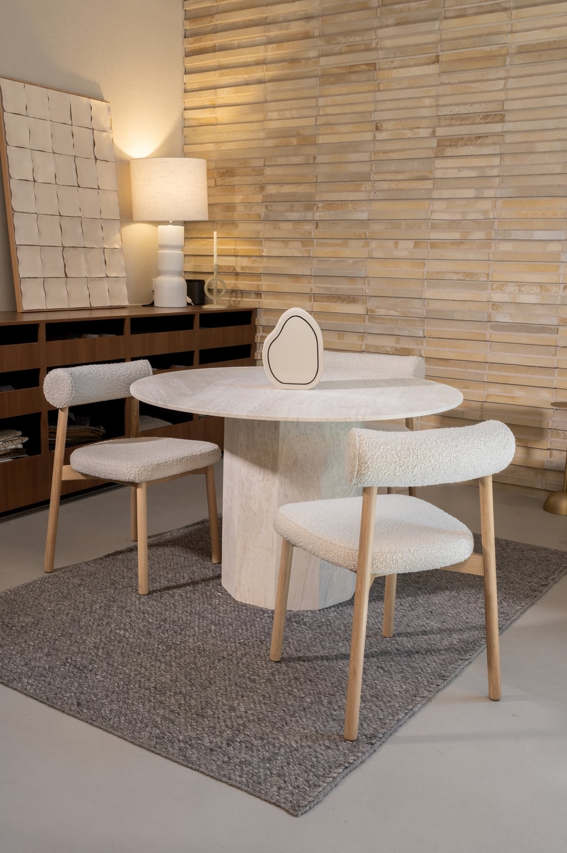 Drum Dining Table - Red Travertine - Floor Stock