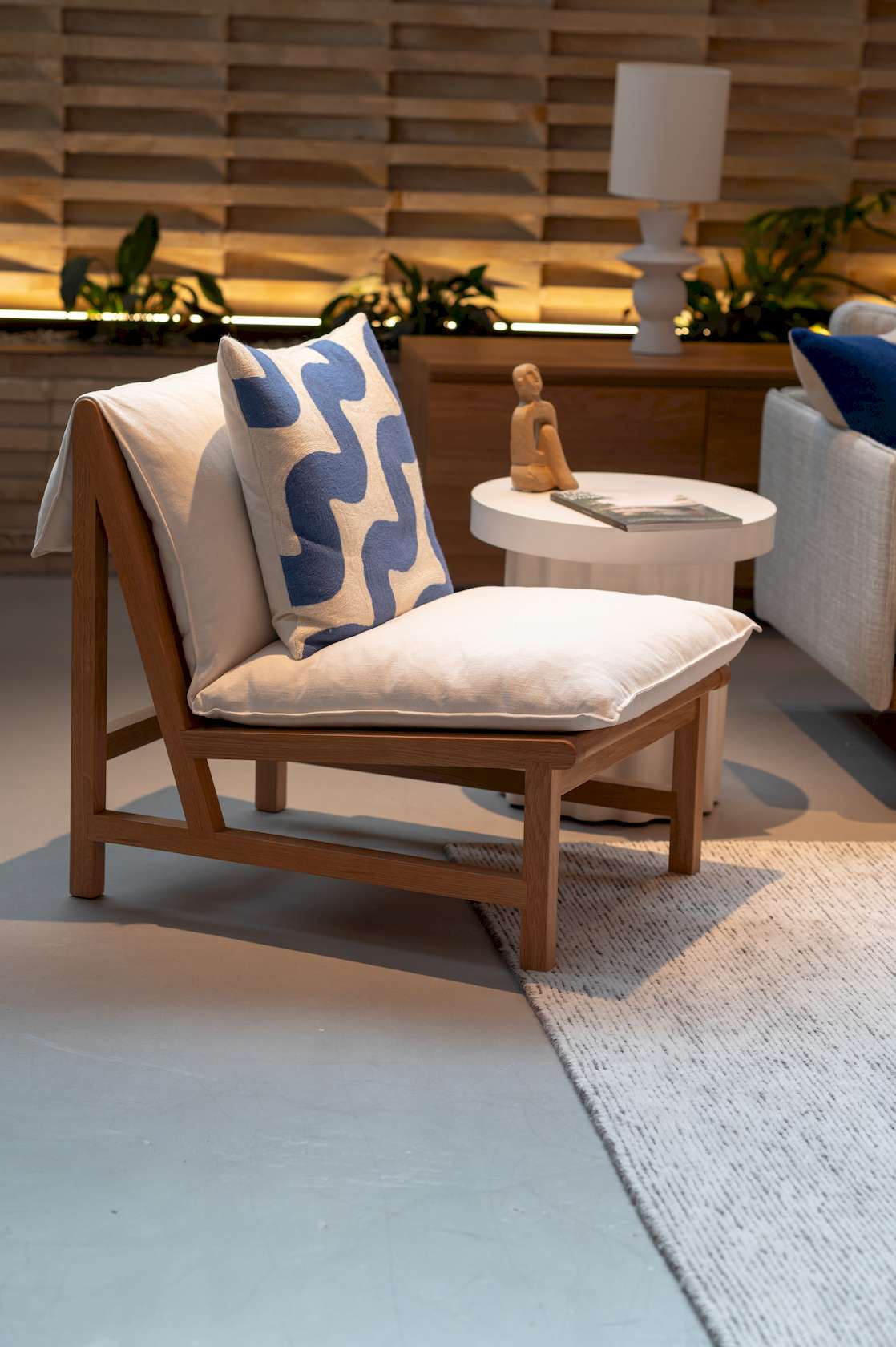 Cantaloupe Lounge Chair - Light Oak / Ivory-Summer 002 - Floor Stock