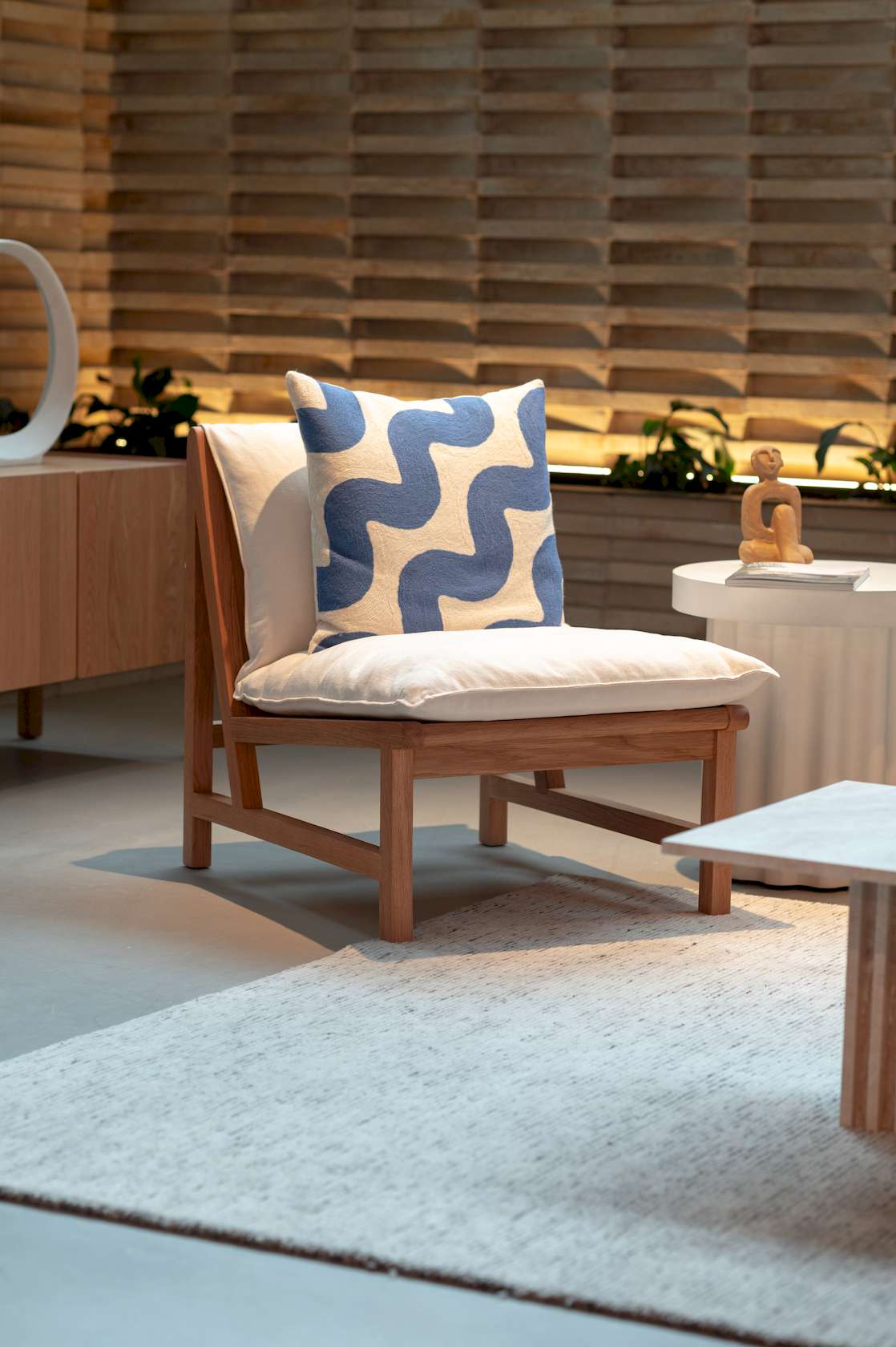 Cantaloupe Lounge Chair - Light Oak / Ivory-Summer 002 - Floor Stock