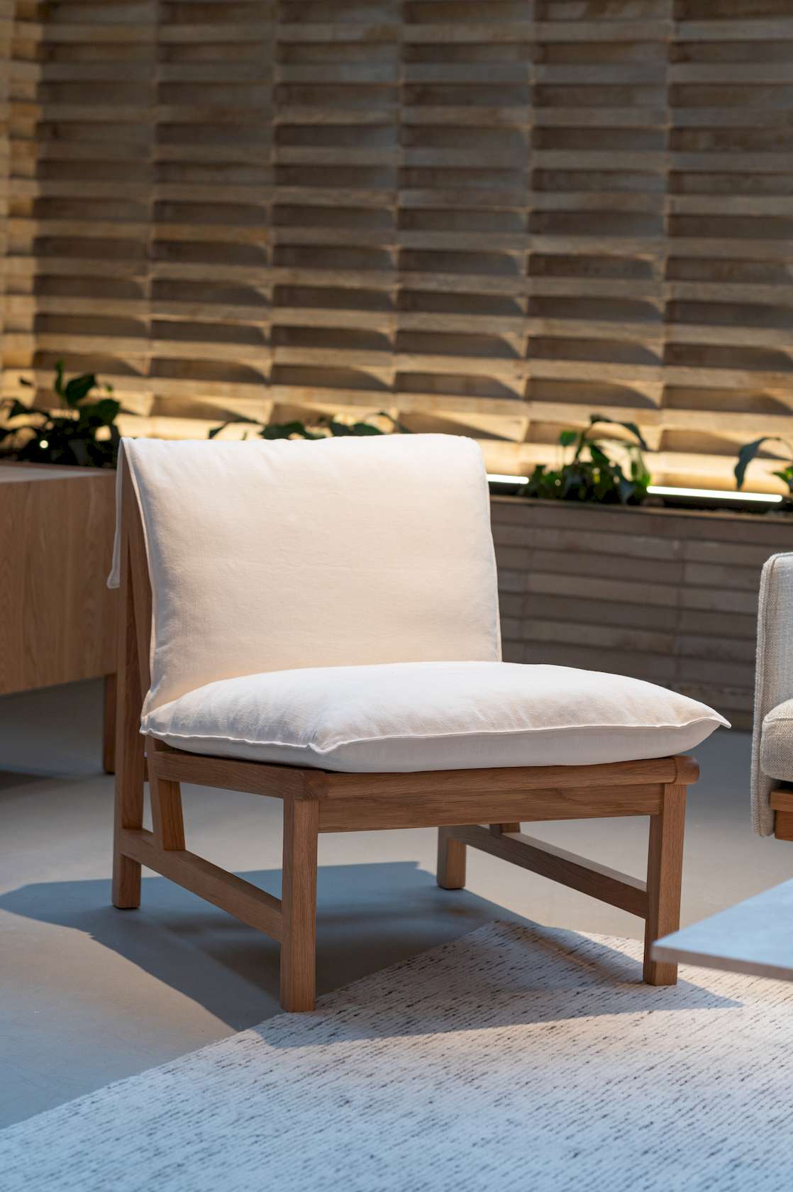 Cantaloupe Lounge Chair - Light Oak / Ivory-Summer 002 - Floor Stock