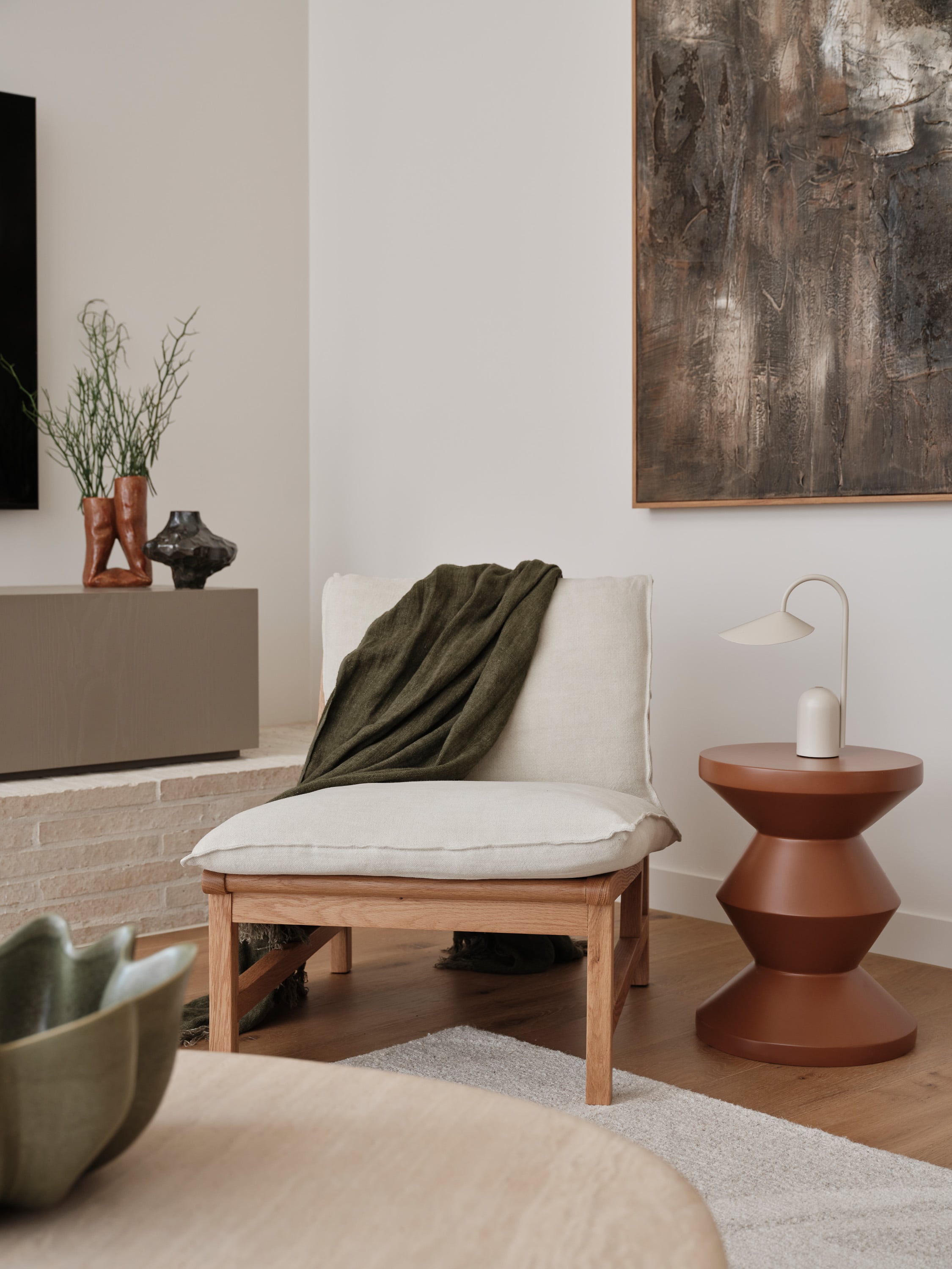Cantaloupe Lounge Chair - Light Oak / Ivory-Summer 002 - Floor Stock