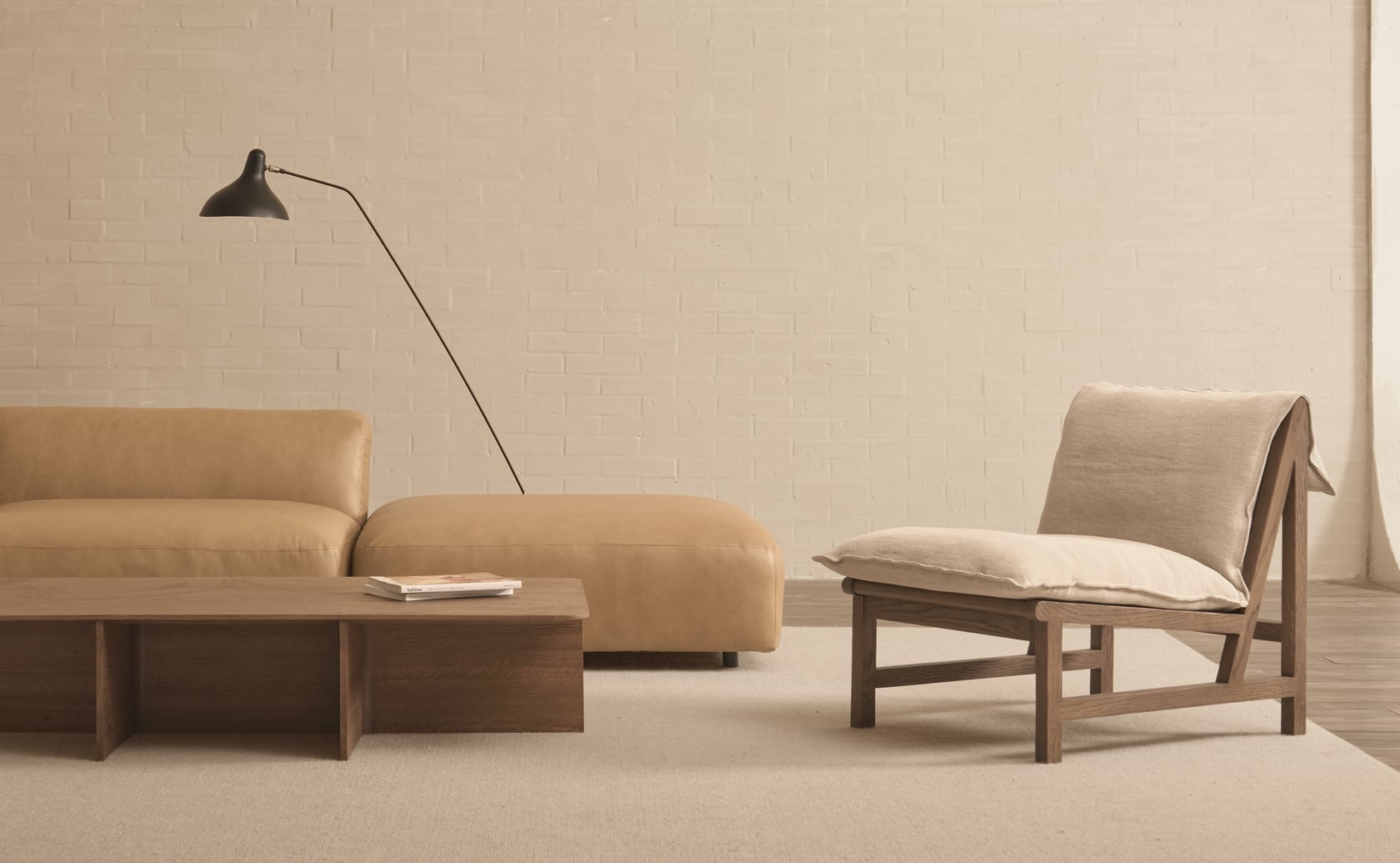 Cantaloupe Lounge Chair - Light Oak / Ivory-Summer 002 - Floor Stock