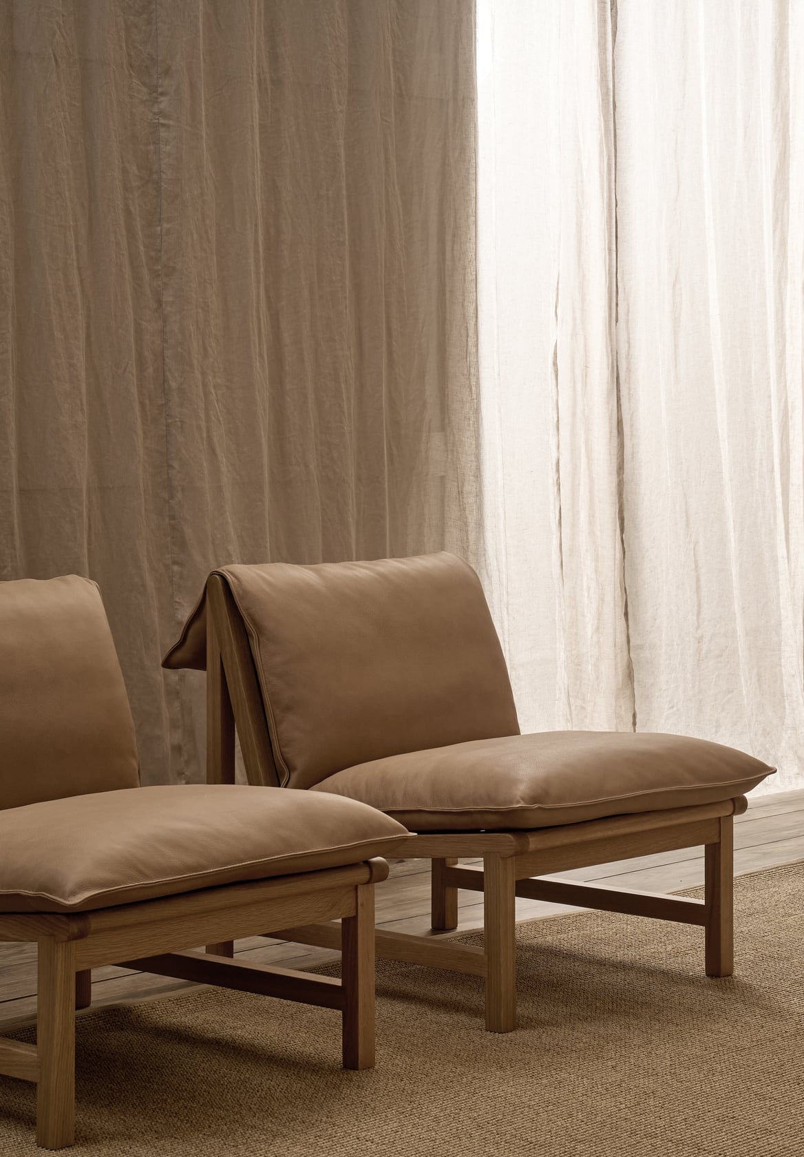 Cantaloupe Lounge Chair - Light Oak / Ivory-Summer 002 - Floor Stock