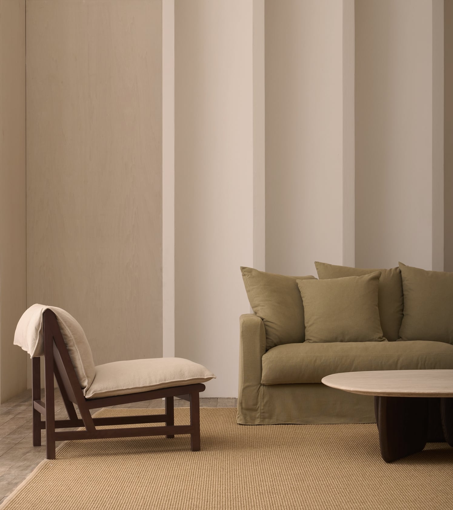Cantaloupe Lounge Chair - Light Oak / Ivory-Summer 002 - Floor Stock