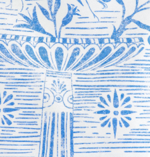 Silk Mini Skirt - White/Blue Greek Stamp