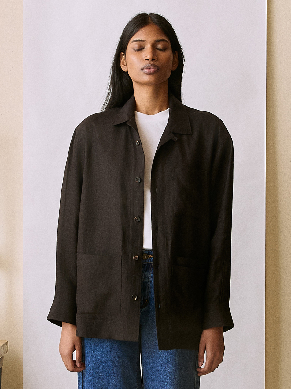 The Linen Chore Coat (Redacted Black Linen)