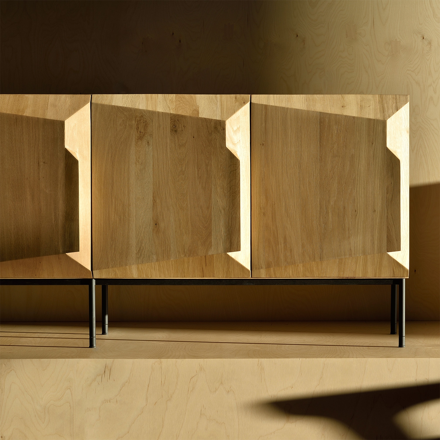 Ethnicraft Oak Stairs Sideboard - 3 Doors - Floor Stock