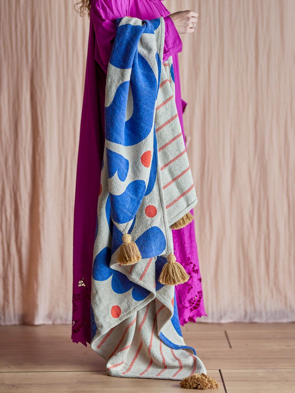 Eviaya Recycled Cotton Throw - Blue