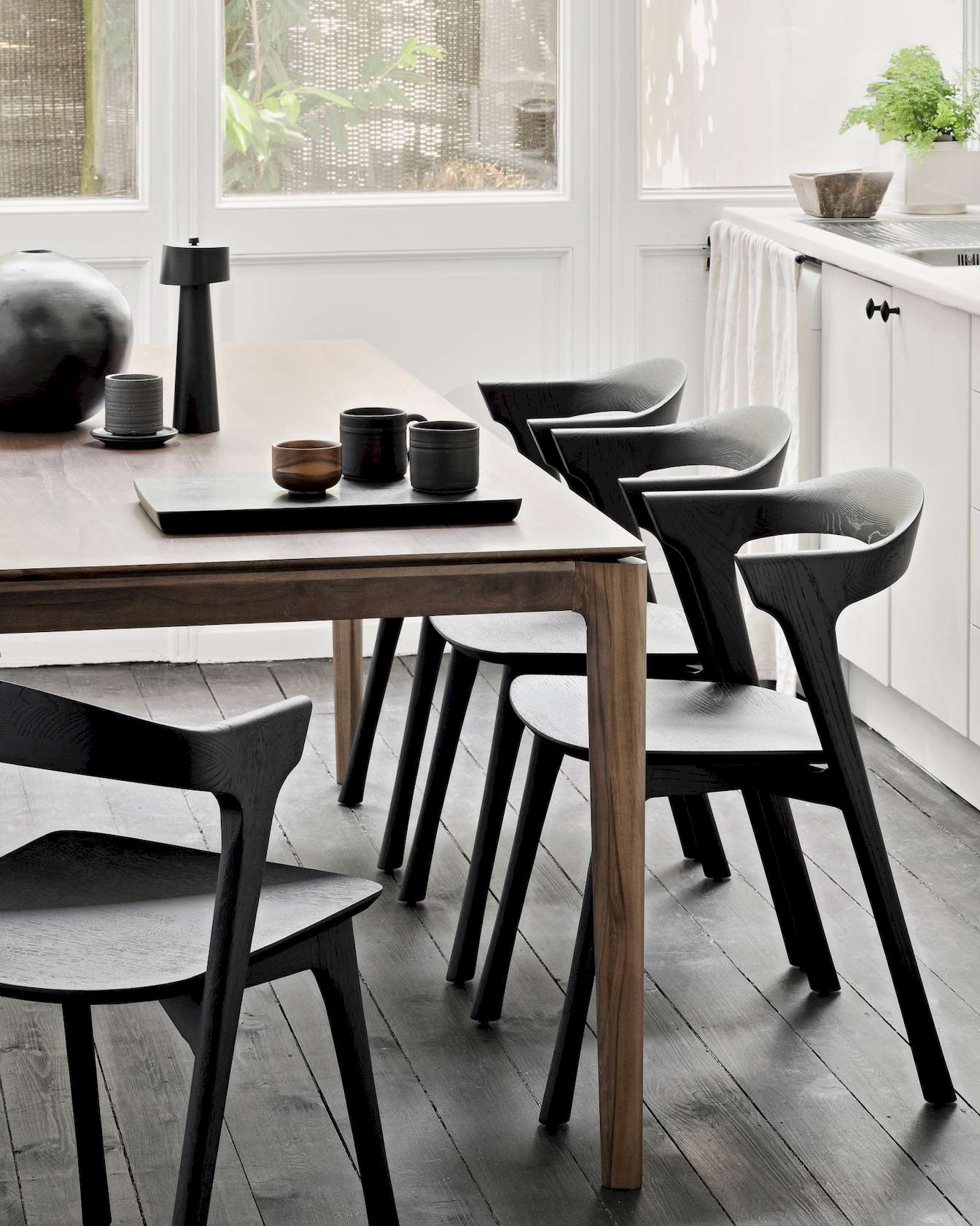 Ethnicraft Oak Bok Dining Chair  - Black - Set of 4