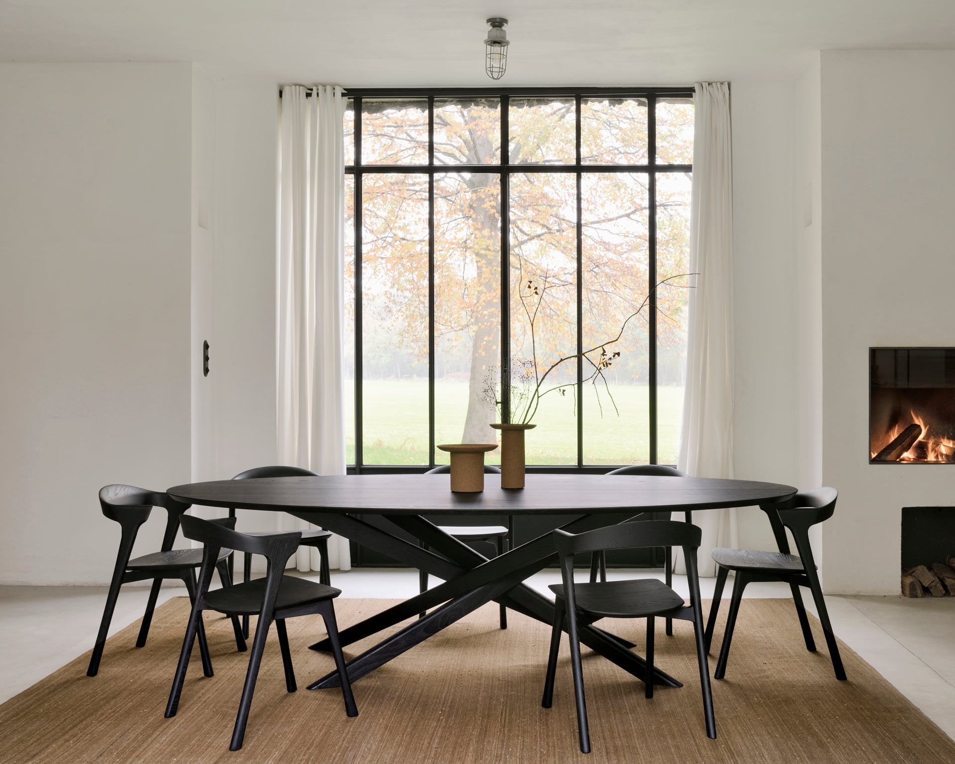 Ethnicraft Oak Bok Dining Chair  - Black - Set of 4