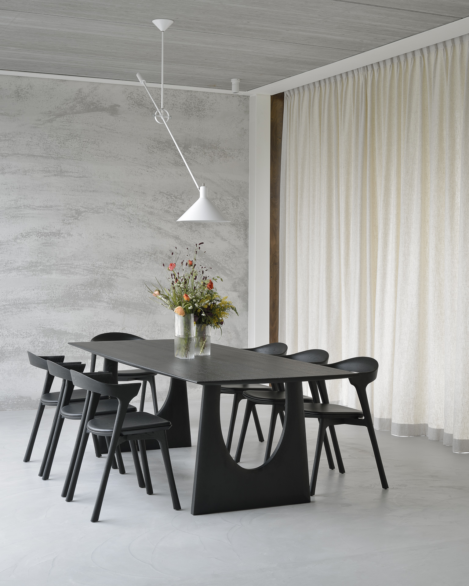 Ethnicraft Oak Geometric Rectangular Dining Table - Black - Floor Stock