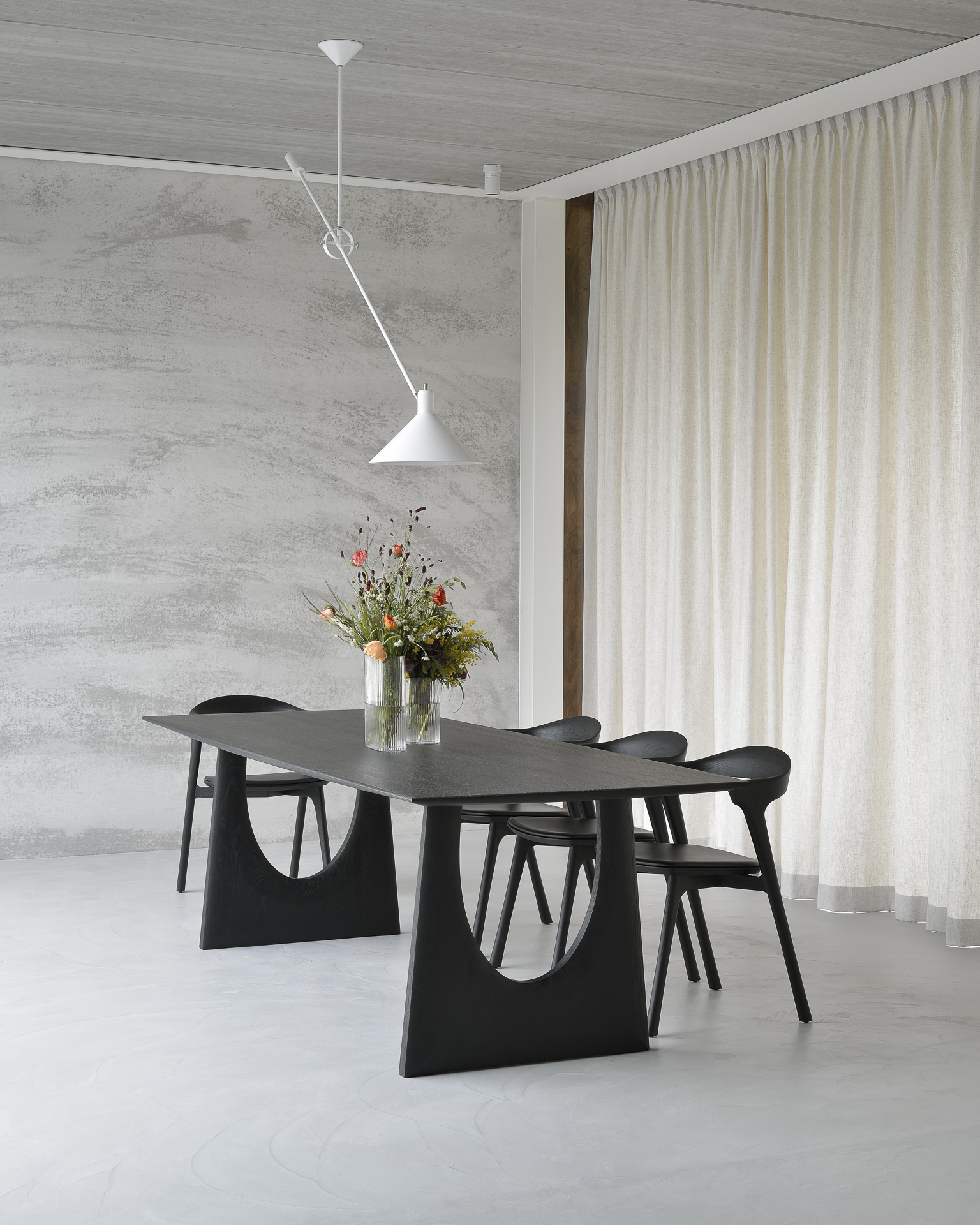 Ethnicraft Oak Geometric Rectangular Dining Table - Black - Floor Stock