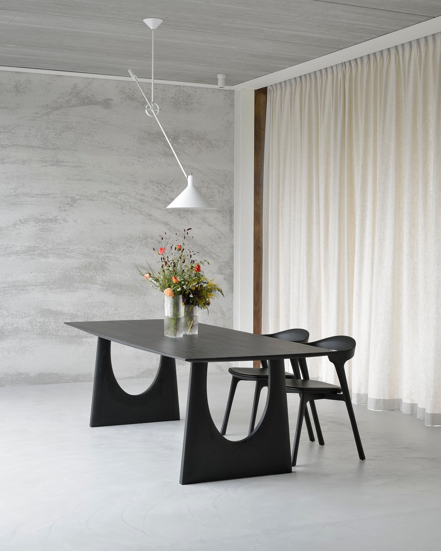 Ethnicraft Oak Geometric Rectangular Dining Table - Black - Floor Stock