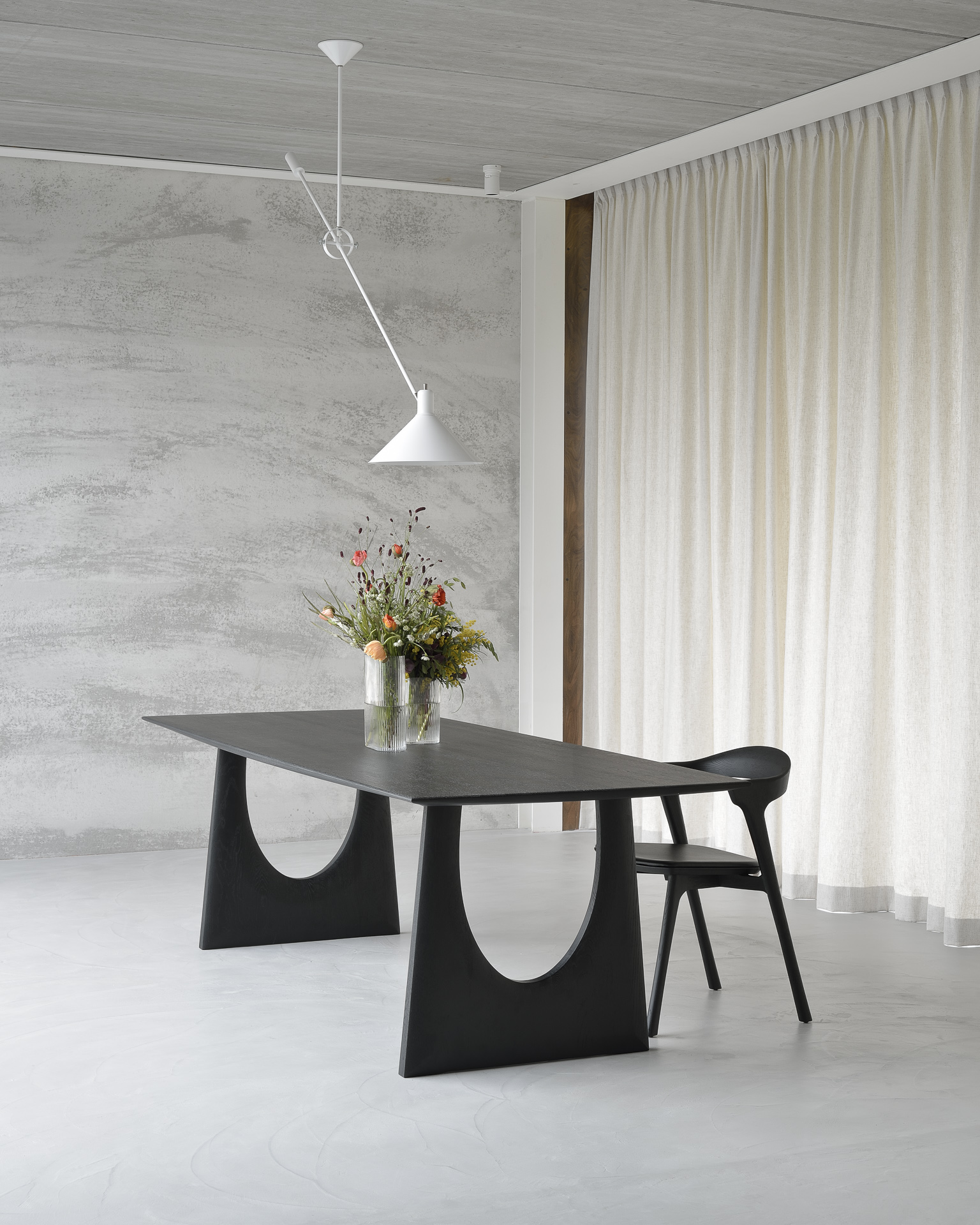 Ethnicraft Oak Geometric Rectangular Dining Table - Black - Floor Stock