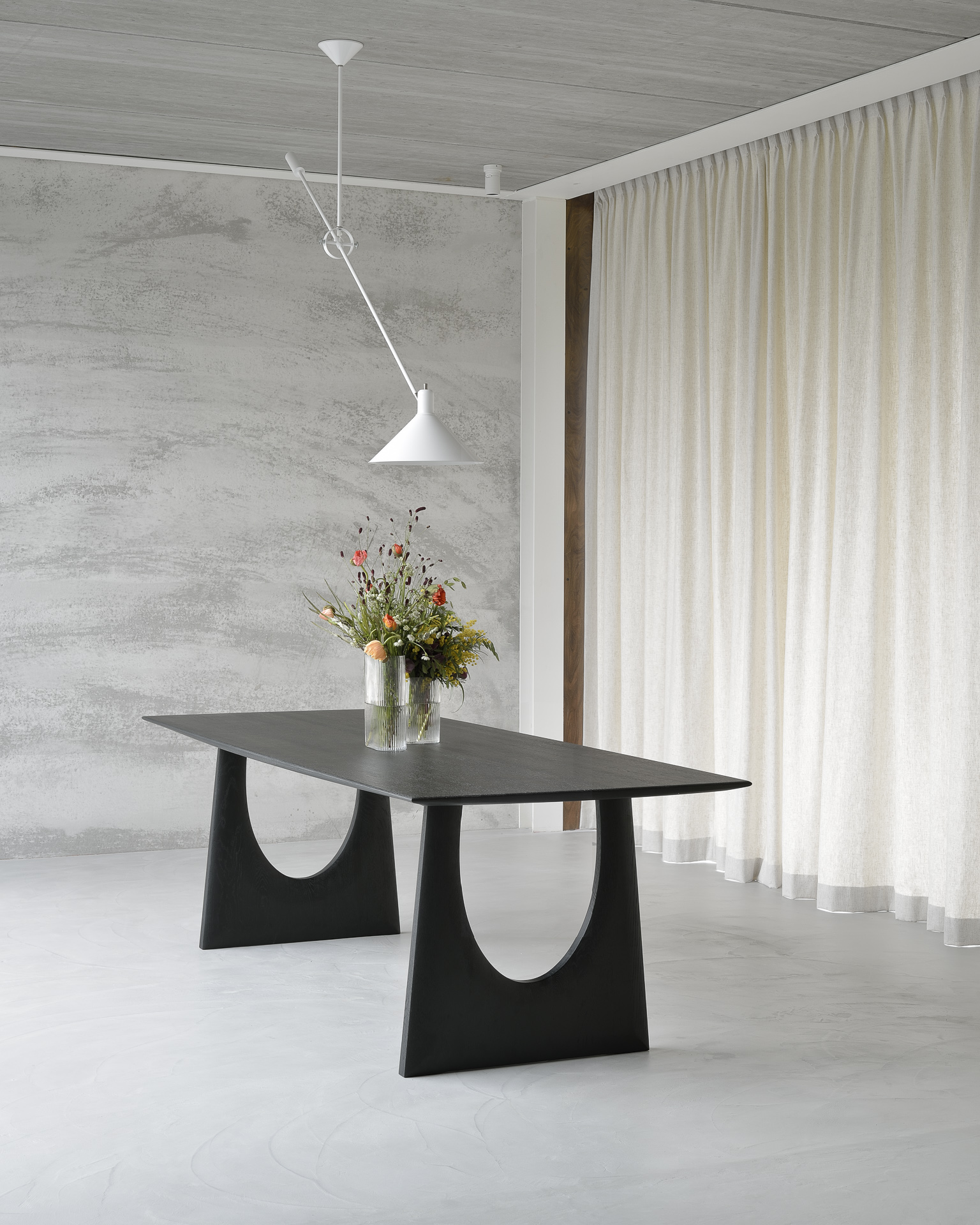 Ethnicraft Oak Geometric Rectangular Dining Table - Black - Floor Stock