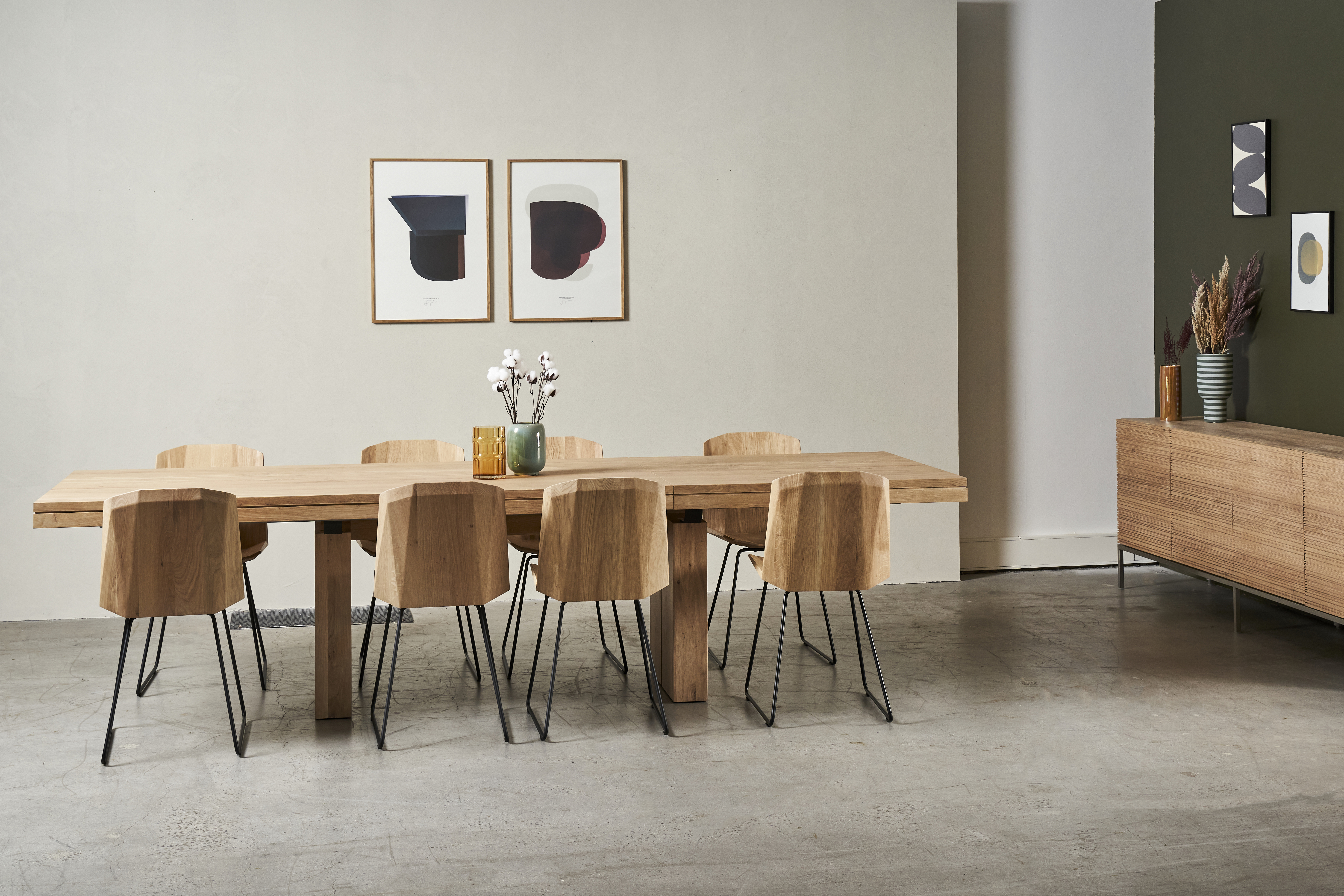Ethnicraft Oak Double Extendable Dining Table - Natural Oak - Floor Stock