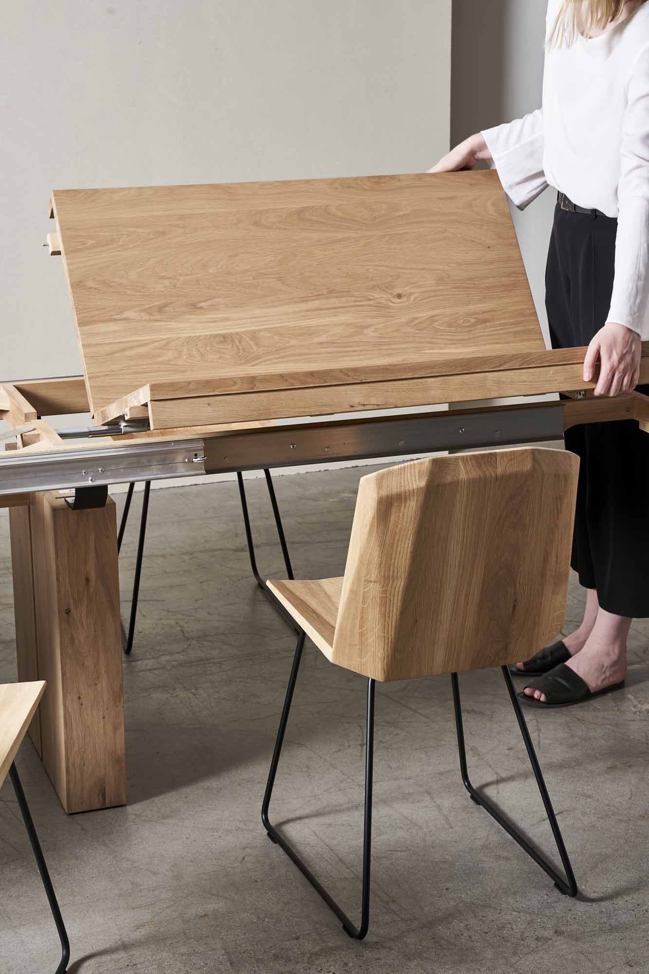 Ethnicraft Oak Double Extendable Dining Table - Natural Oak - Floor Stock