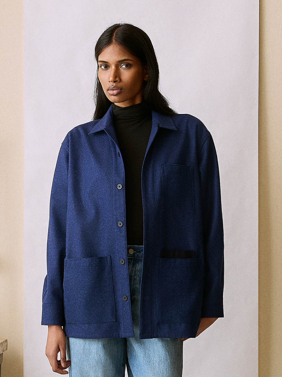 The Merino Chore Coat (Moonlight Blue Merino Wool)