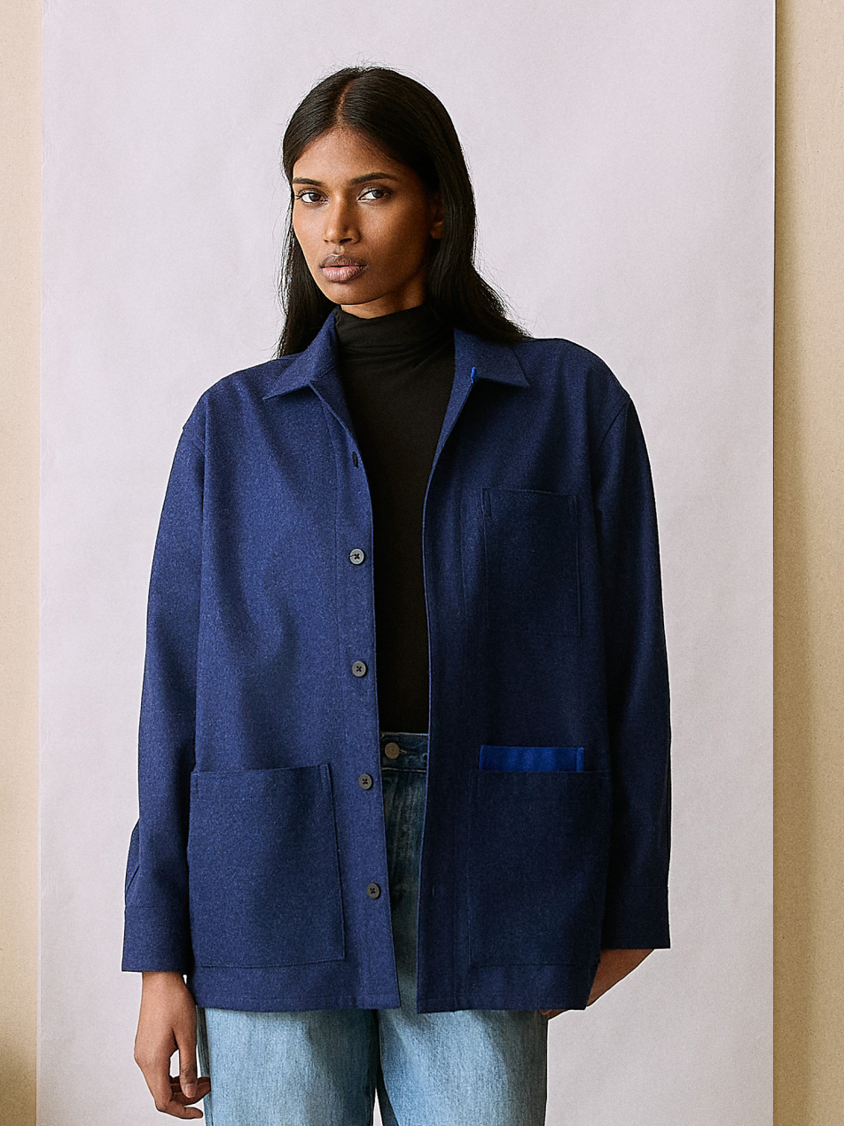 The Merino Chore Coat (Moonlight Blue Merino Wool)