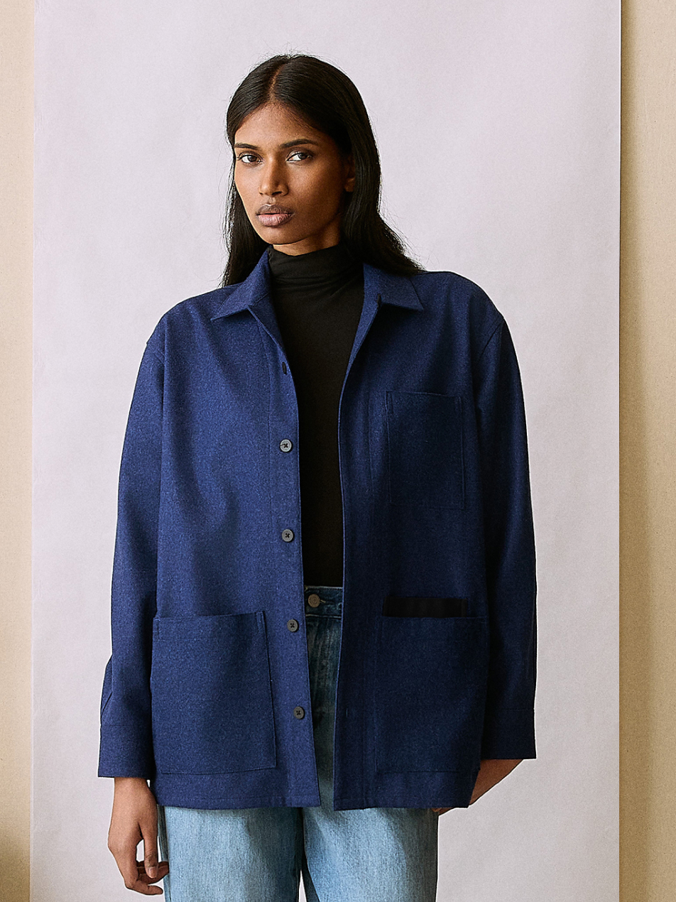 The Merino Chore Coat (Moonlight Blue Merino Wool)