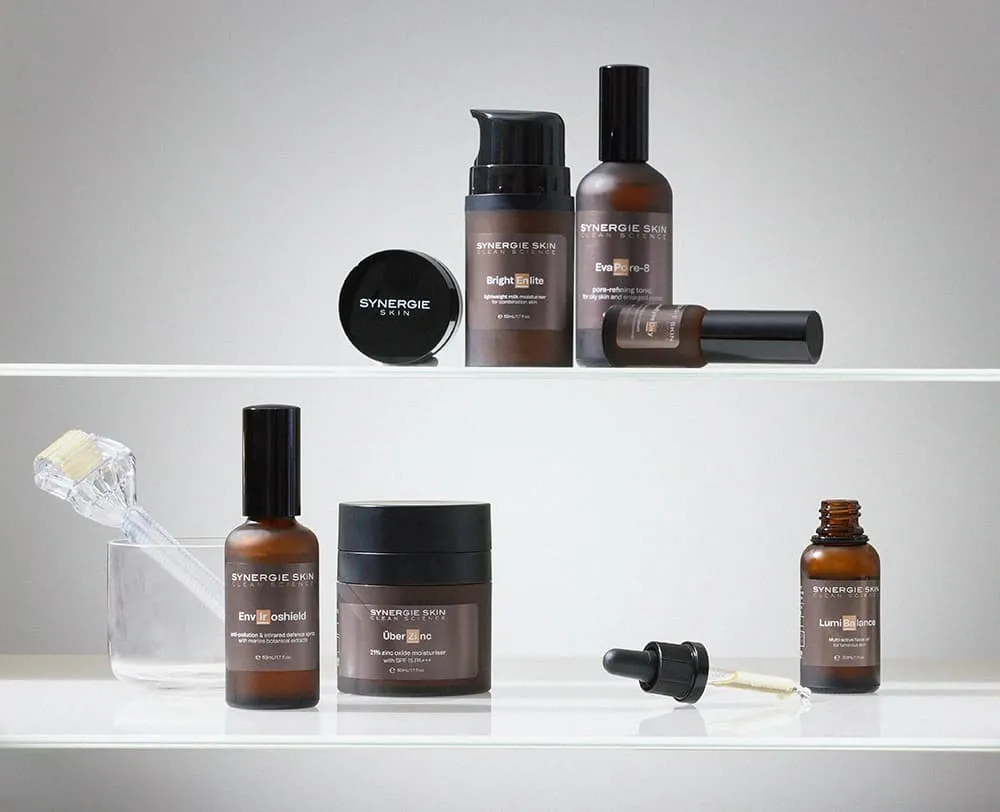 Synergie Skin range displayed on a shelf