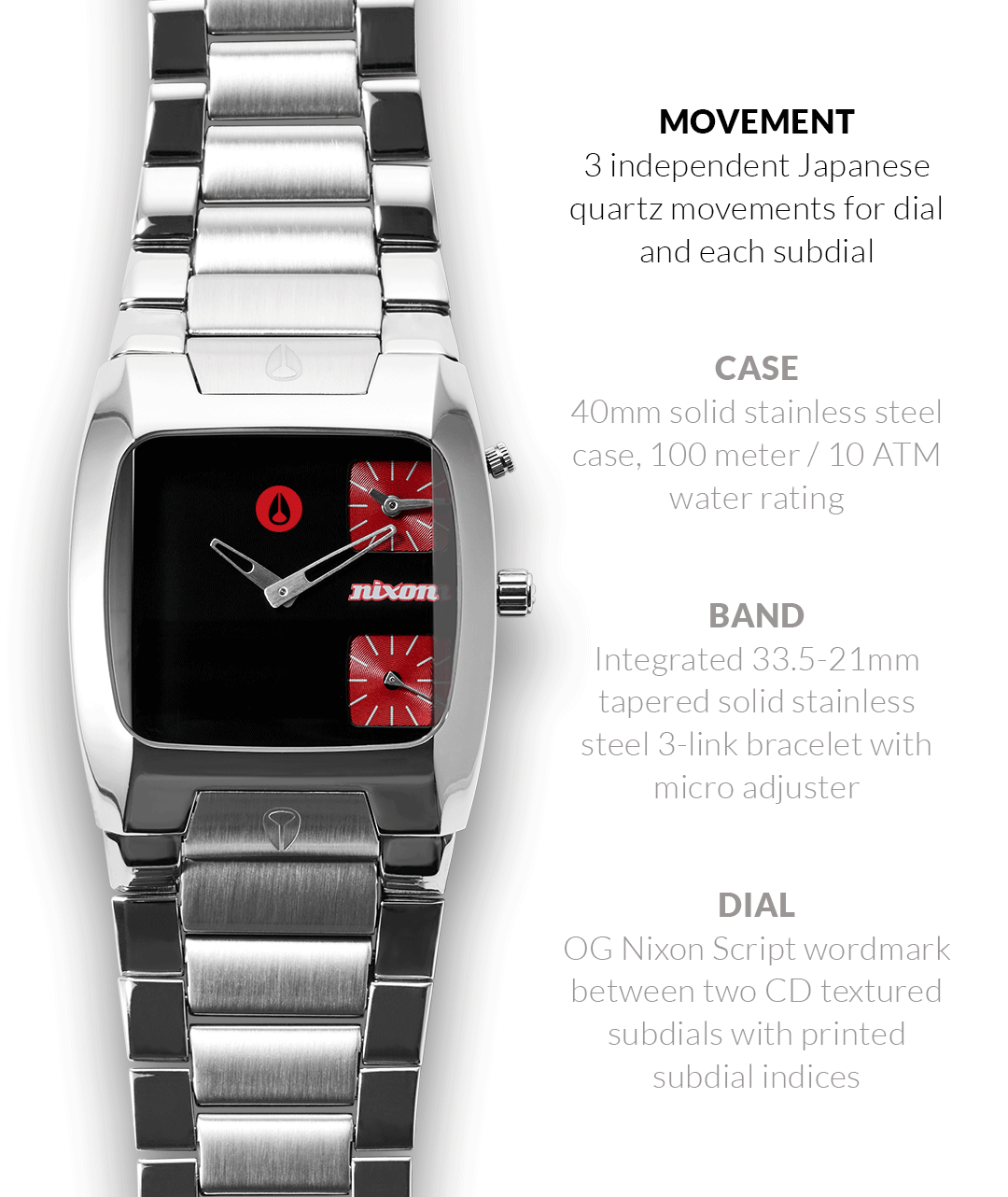 時計 Nixon THE BANKS Limited Edition Nixon Banks Watch | Silver / Red | Analog