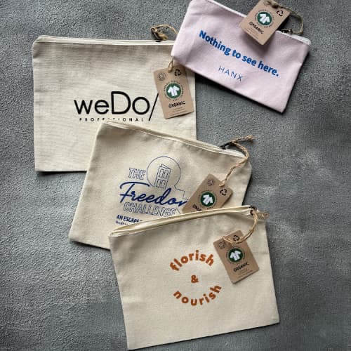 Printed Fabric Bags - GOTS Cotton Zip Pouches