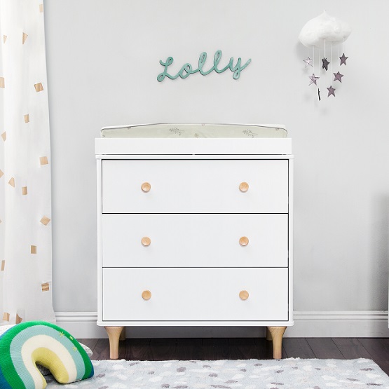 babyletto Lolly 3 Drawer Dresser/Changer Black/Washed Natural M9023BNX 