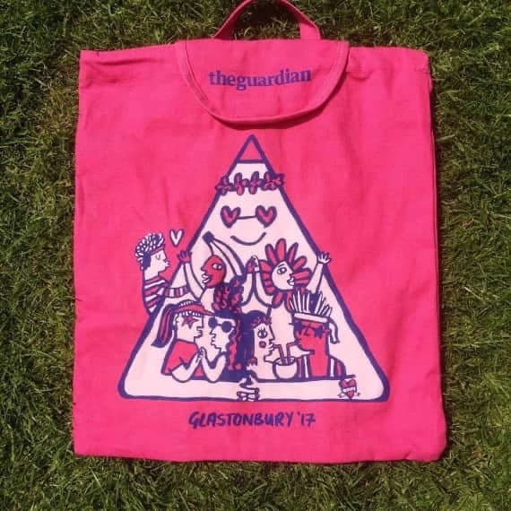 Bespoke Printed Canvas Bags - Glastonbury Festival Guardian Newspaper