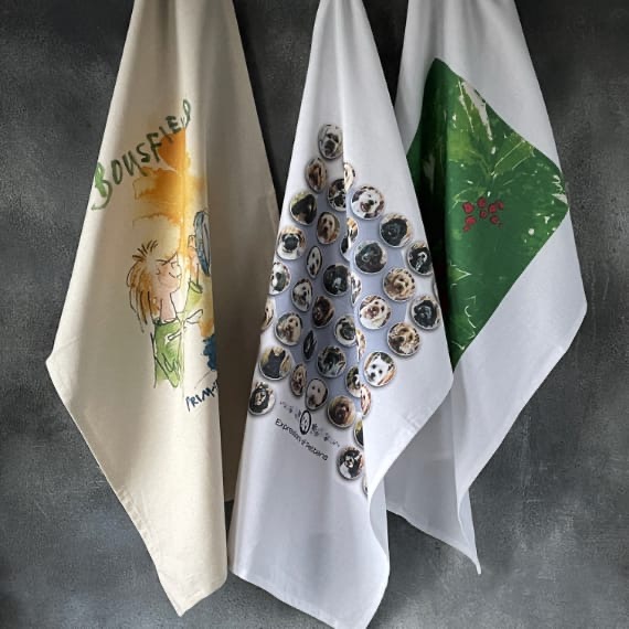 Printed Tea Towels - Three Hanging Printed Tea Towels