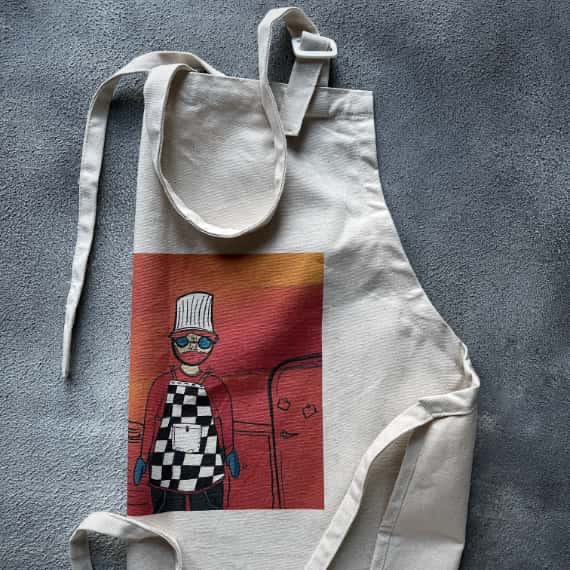 Printed Aprons - Canvas apron printed with image of a chef close up