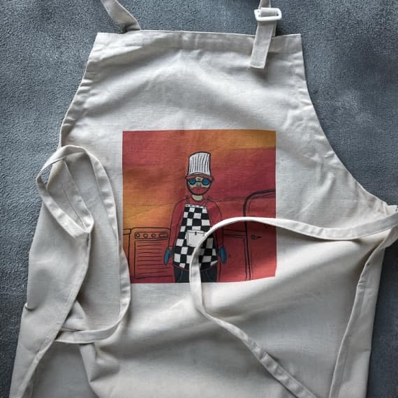 Printed Aprons - Canvas apron printed with image of a chef close up front