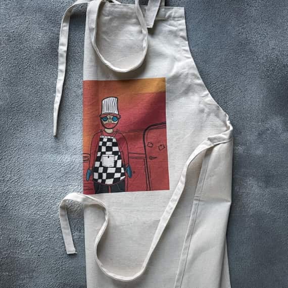 Printed Aprons - Canvas apron printed with image of a chef side 