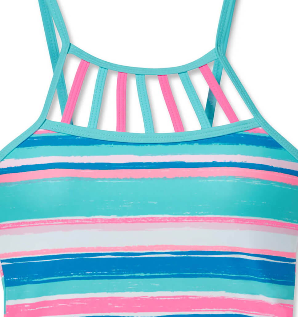 Girls' 2-Piece Shoreline Stripe Tankini and Short Swim Set