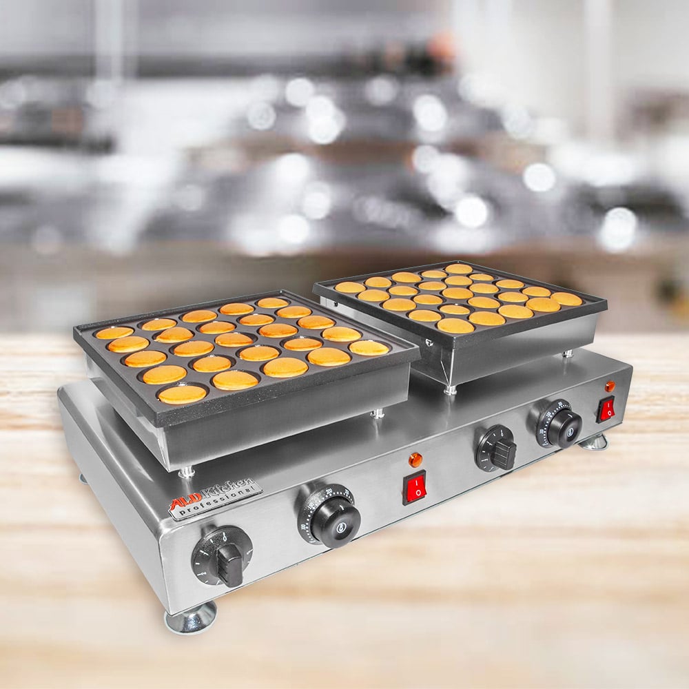 ALDKitchen Poffertjes Maker 50 Mini Pancakes Nonstick Double Pan