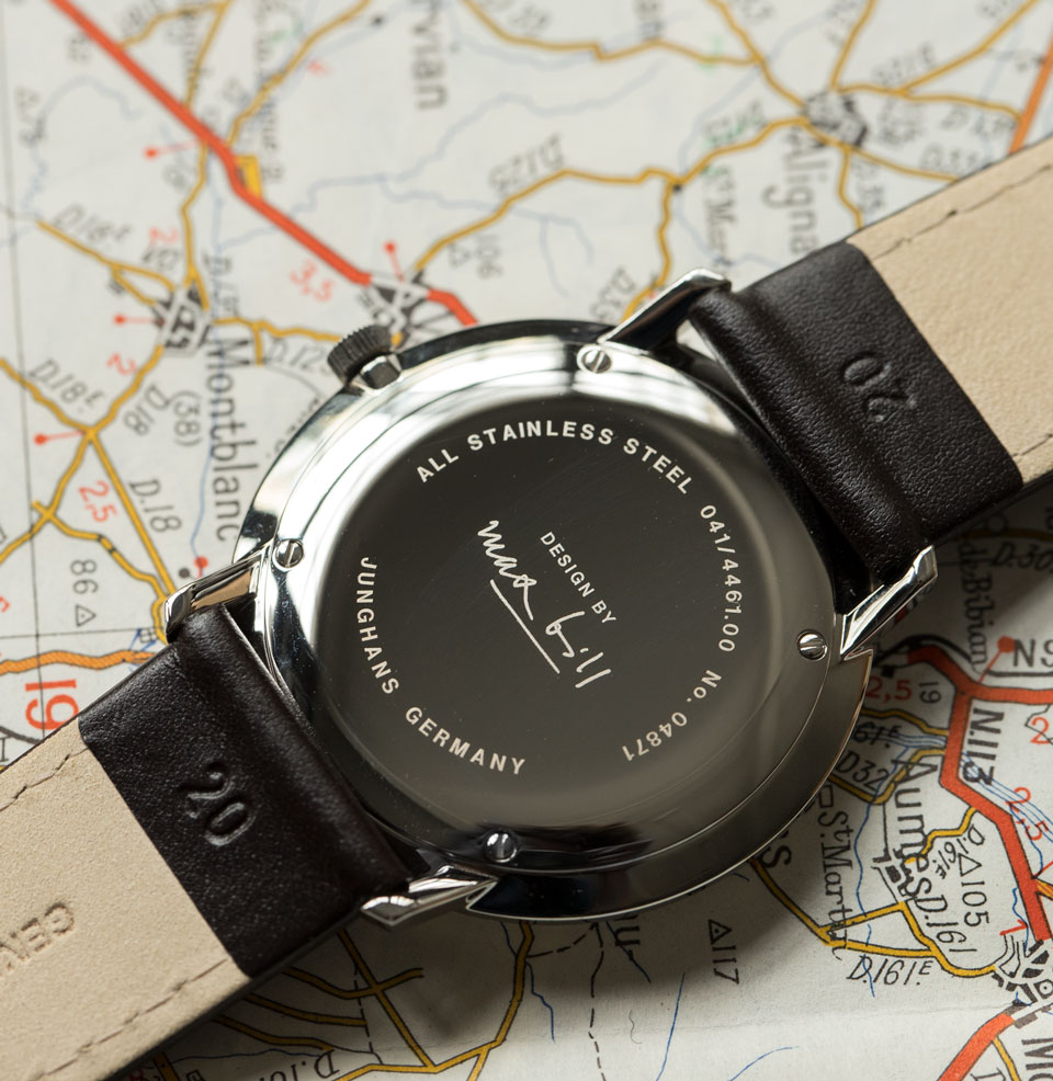 Max Bill Quarz Solid steel case-back