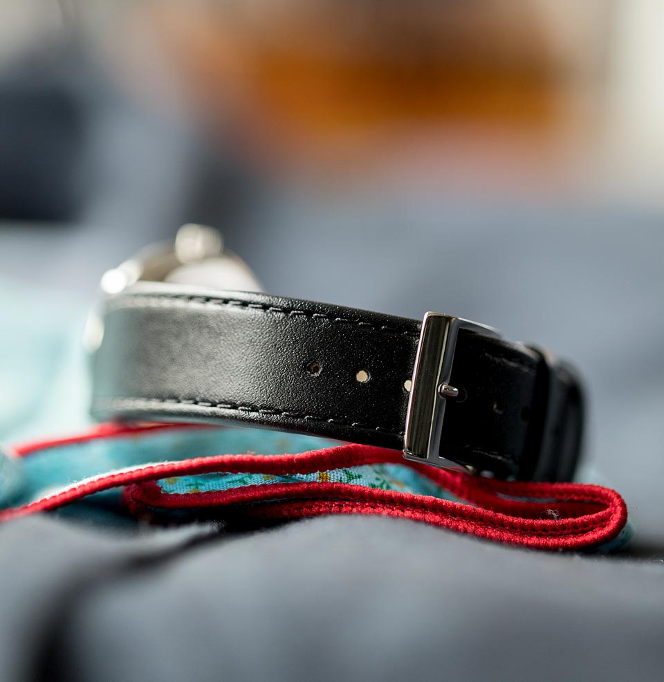 Max Bill Hand-winding Black leather band