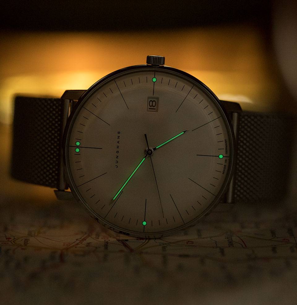Max Bill Quarz Green Lume on Dial and Hands
