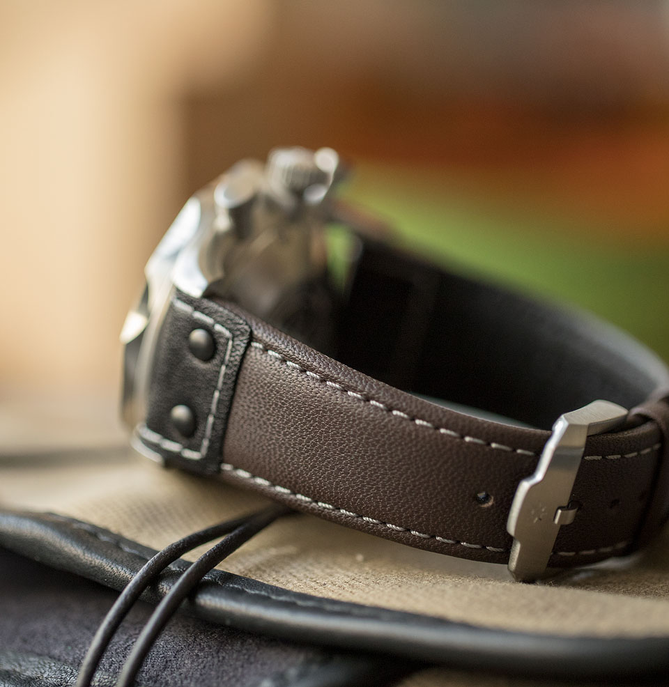Meister Pilot Chronoscope Riveted leather strap