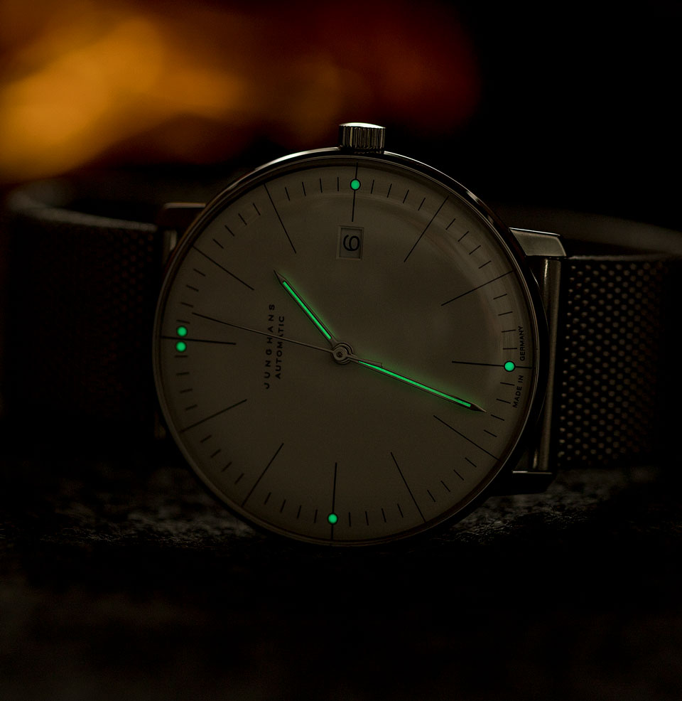 Max Bill Automatic Green Lume on dial and hands