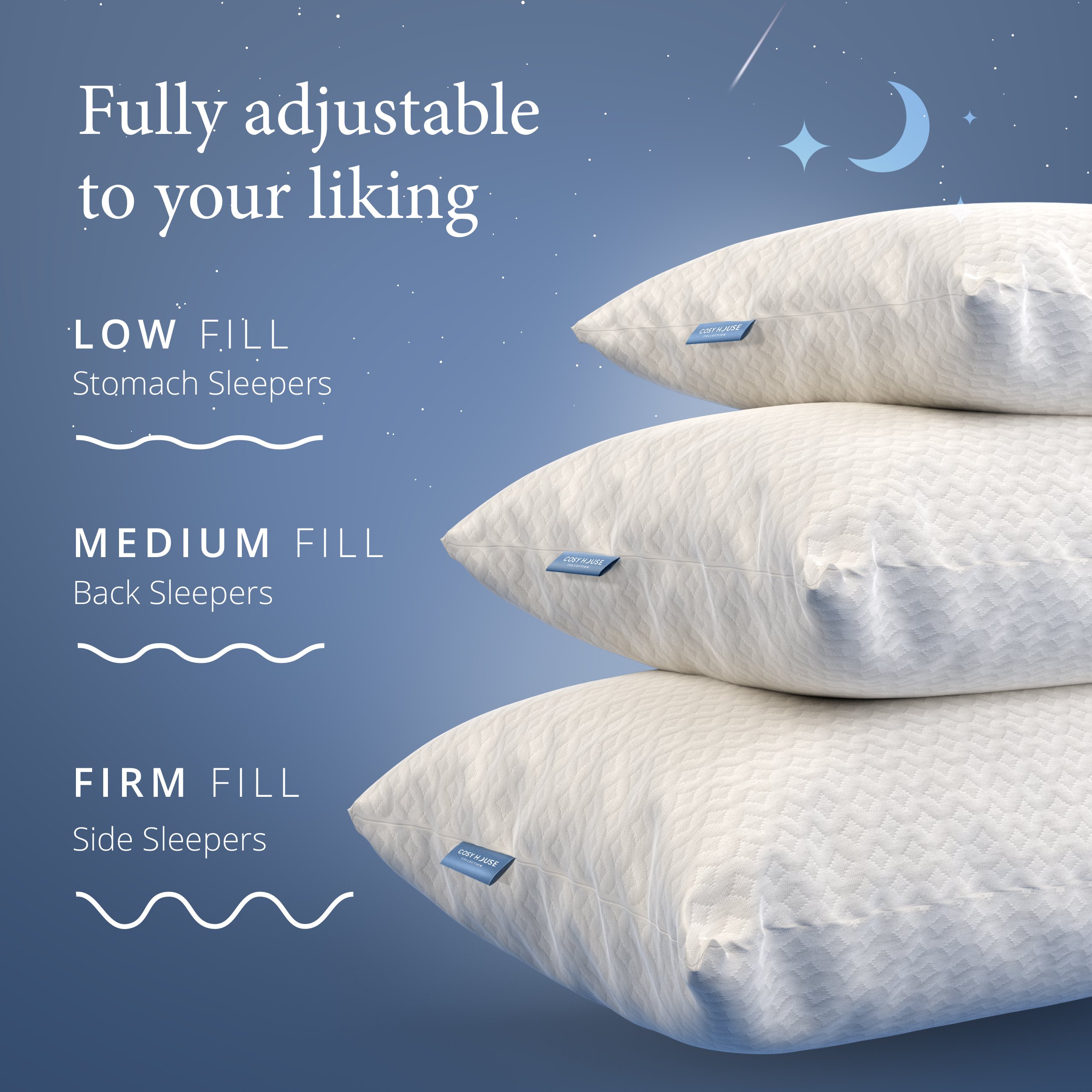 CozyLux Pillows King Size Set of 2, Hotel Quality Bed Pillows for Sleeping  2 Pack, Cooling Pillows for Side Back and Stomach Sleepers, Down