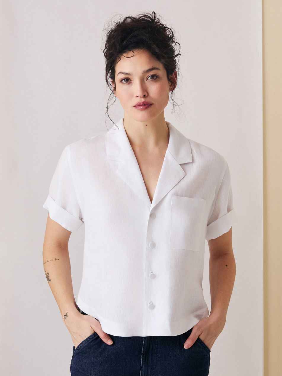 The Studio Shirt (Heatwave White Linen)