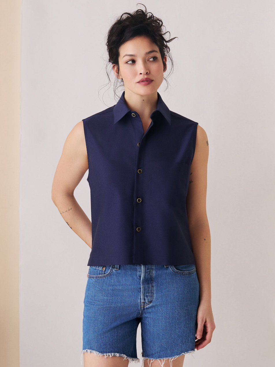 The Sleeveless (Ballpoint Blue Cotton)