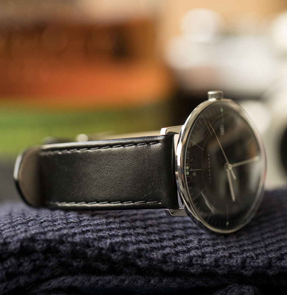 Max Bill Quarz Black Leather Strap