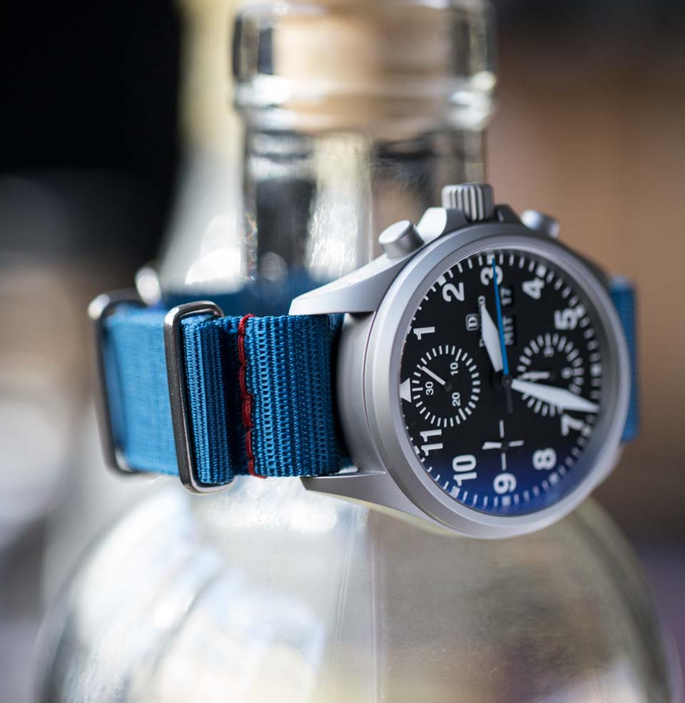 US-Made Mil-Strap Thalo Blue with Red Contrast Stitch