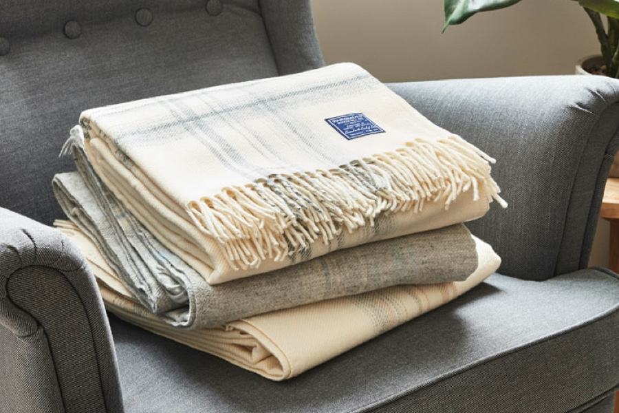 image of Border Plaid Wool Throw