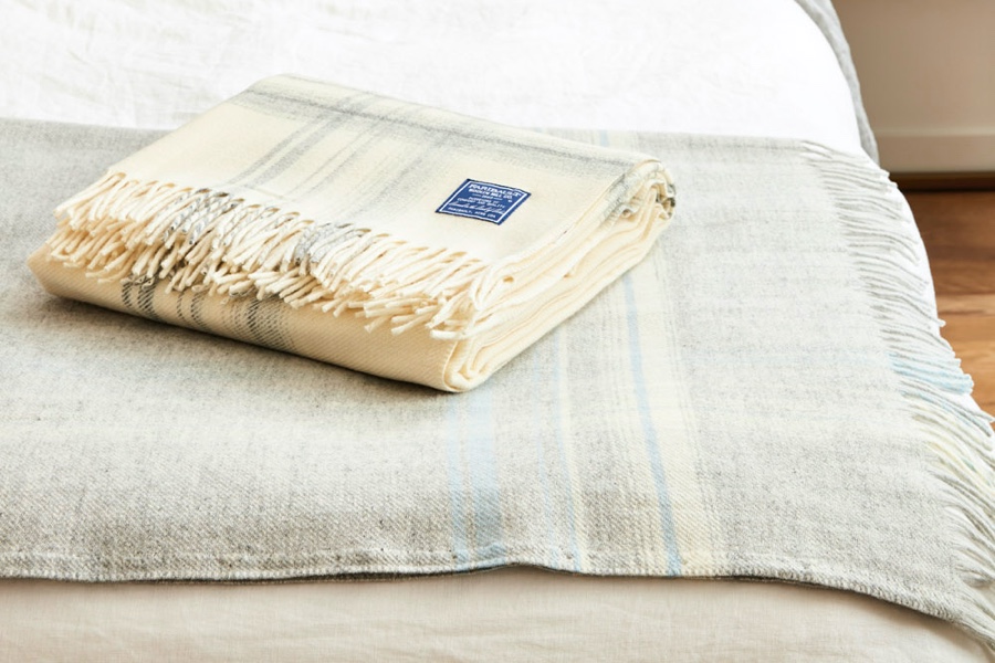 image of Border Plaid Wool Throw