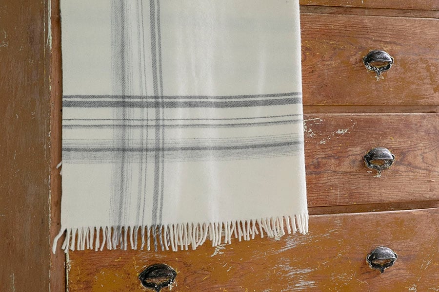 image of Border Plaid Wool Throw