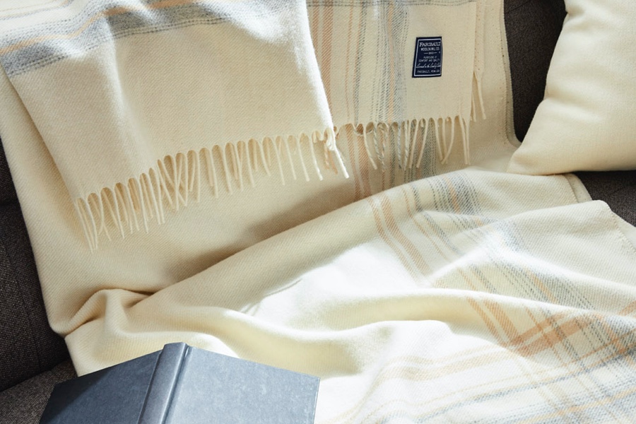image of Border Plaid Wool Throw