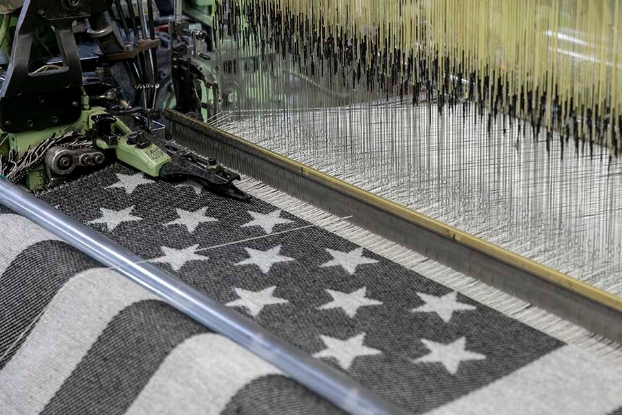 image of American Flag Black/Heather Gray Wool Throw